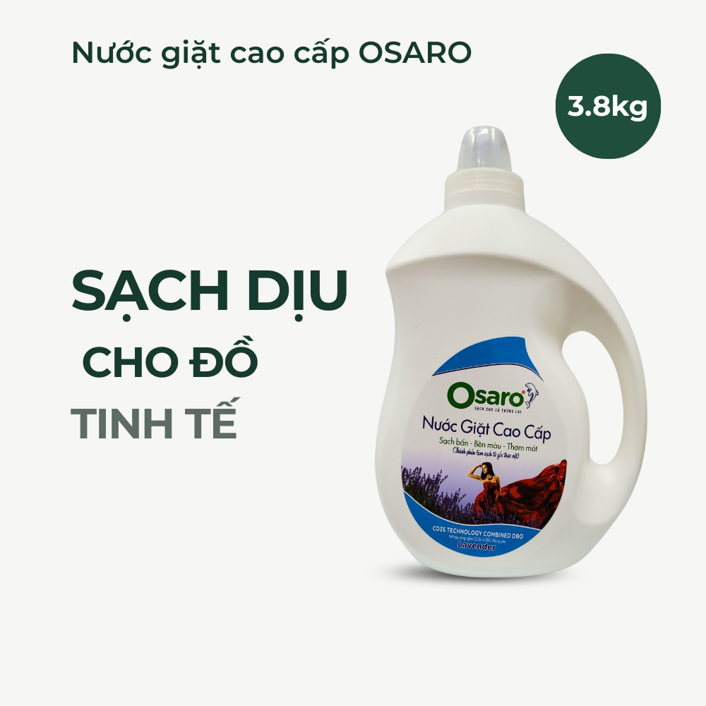 OSARO Nước Giặt Cao Cấp 3,8kg – Giặt Dịu, Giữ Form Vải, Không Tồn Dư Sau Xả, Phù Hợp Đồ Tinh Tế
