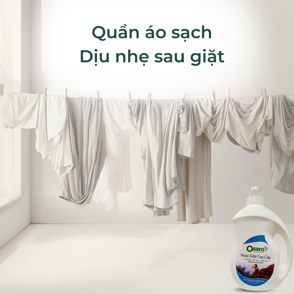 OSARO Nước Giặt Cao Cấp 3,8kg – Giặt Dịu, Giữ Form Vải, Không Tồn Dư Sau Xả, Phù Hợp Đồ Tinh Tế