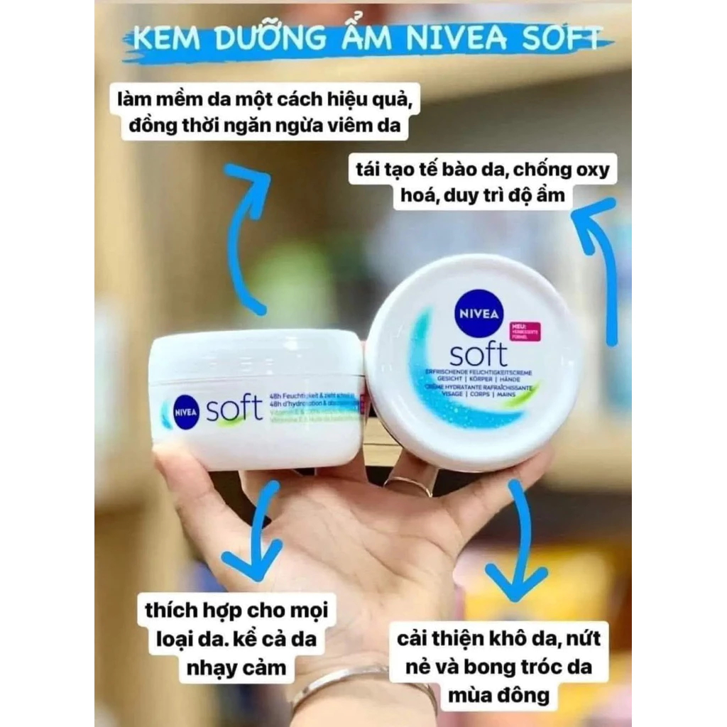 Kem dưỡng ẩm mềm mịn Nivea Soft 200ml cho mặt và toàn thân - hàng nhập khẩu date xa chính hãng