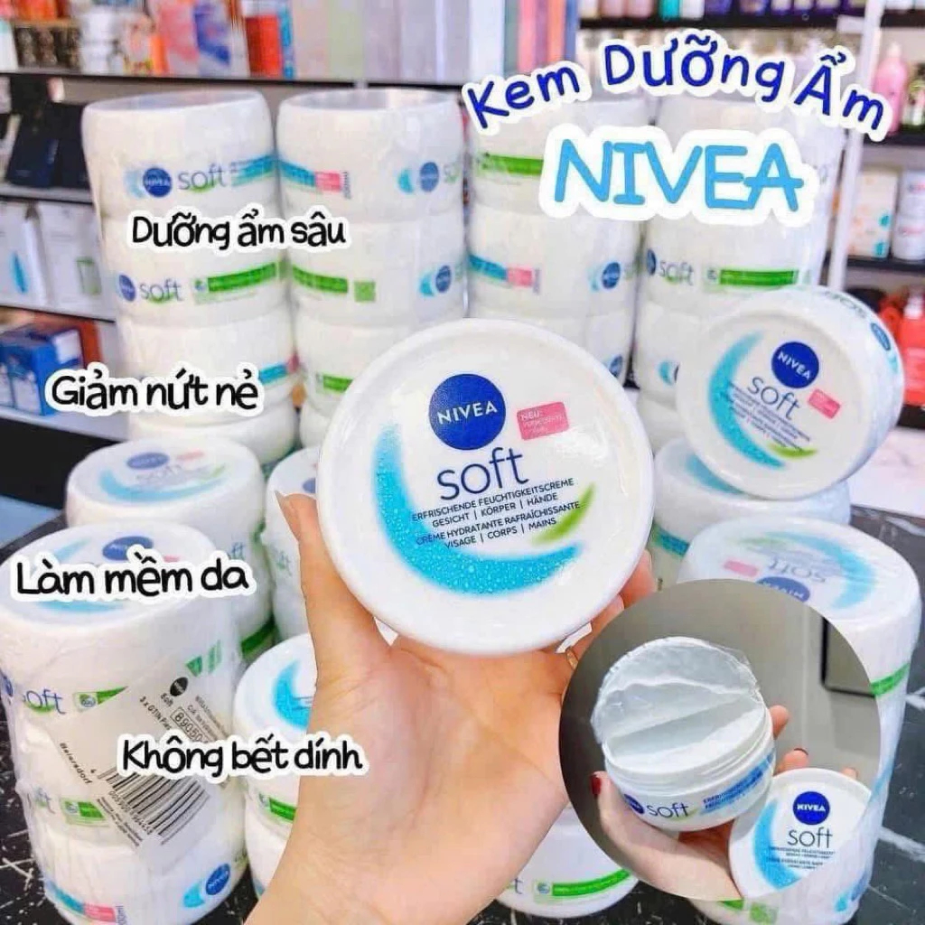 Kem dưỡng ẩm mềm mịn Nivea Soft 200ml cho mặt và toàn thân - hàng nhập khẩu date xa chính hãng