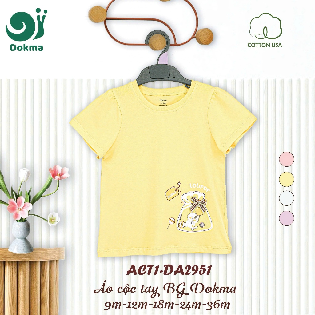 (8-14kg, 6-36M) Áo Cộc Tay Bé Trai, Bé Gái Dokma DA2175 DA2782 DA2883 DA2884 DA2874 DA2951