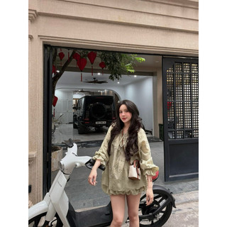 Set Bộ Thô Boy 3D Đính Nơ Tay Dài Mix Quần Sooc Bí Kab