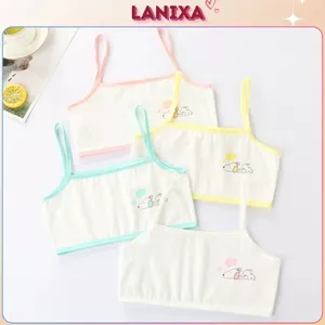 Áo lá bé gái cotton thoáng mát thấm hút mồ hôi 2 dây mảnh họa tiết xinh xắn đáng yêu LANIXA A154 -CB