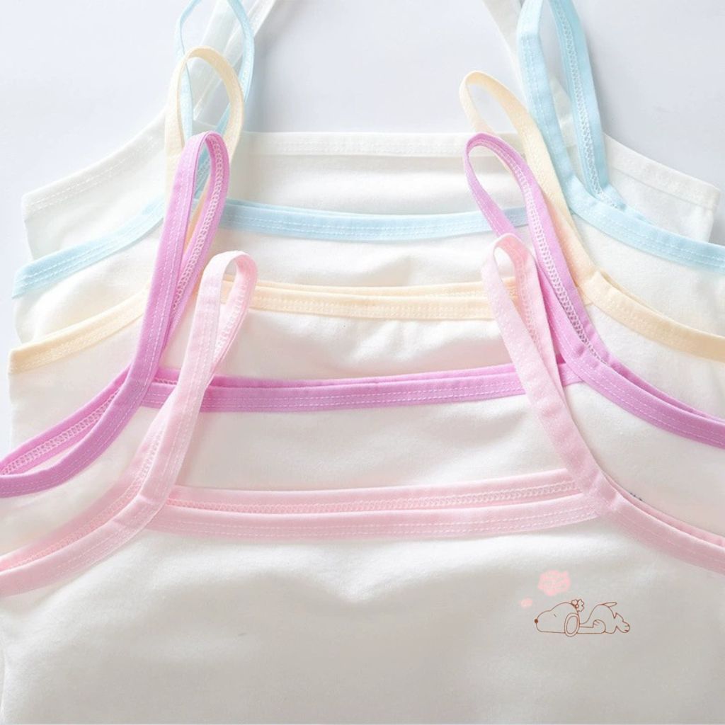 Áo lá bé gái cotton thoáng mát thấm hút mồ hôi 2 dây mảnh họa tiết xinh xắn đáng yêu LANIXA A154