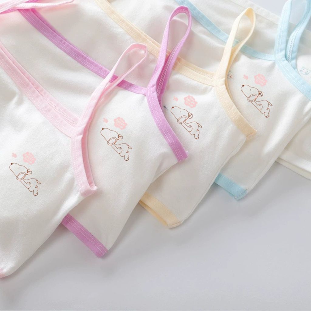 Áo lá bé gái cotton thoáng mát thấm hút mồ hôi 2 dây mảnh họa tiết xinh xắn đáng yêu LANIXA A154
