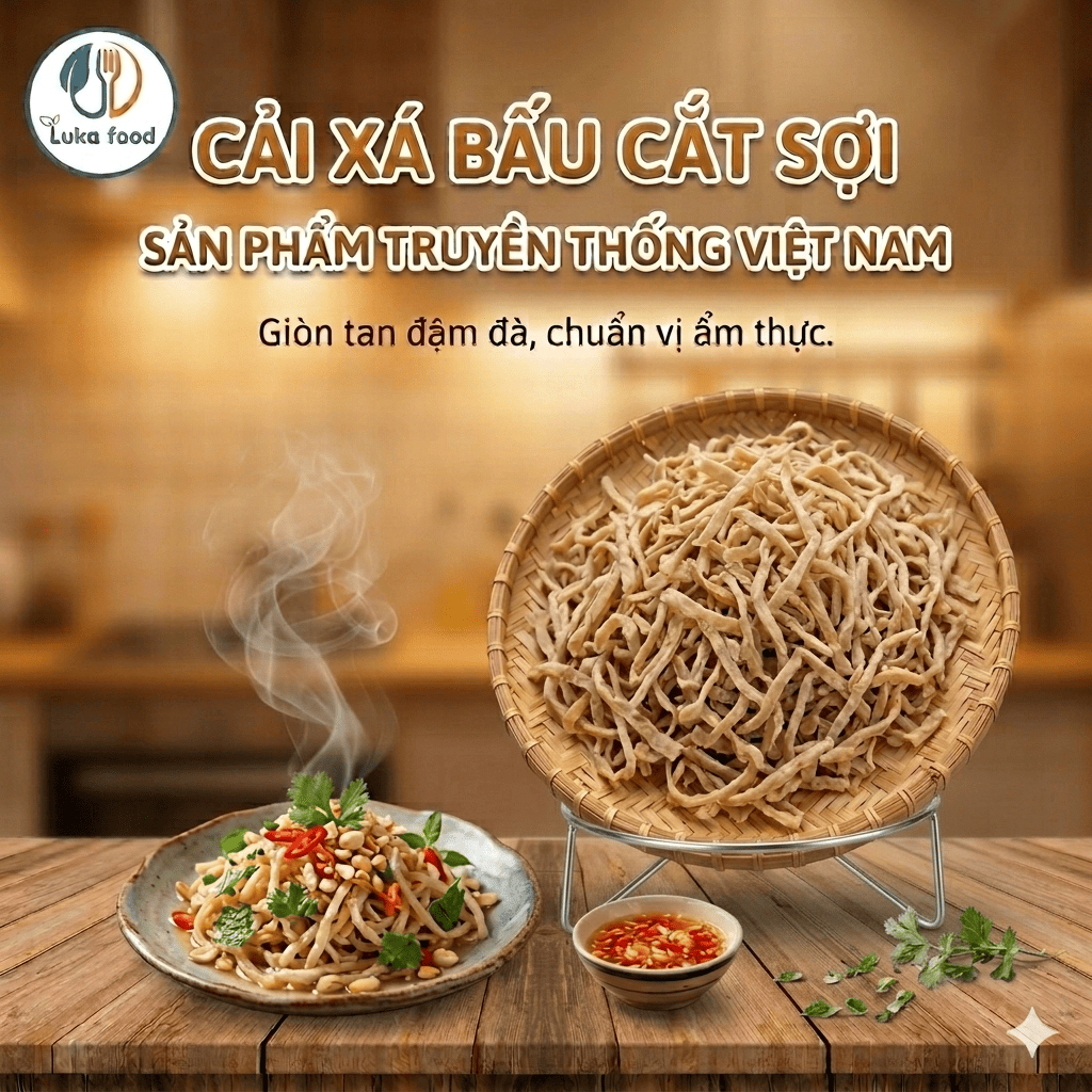 Cải Xá Bấu Cắt Sợi Khô Loại 1 (500g/1kg) - Củ Cải Muối Giòn Sần Sật, Đậm Vị Truyền Thống, Sạch Sẽ Tiện Lợi Luka Food
