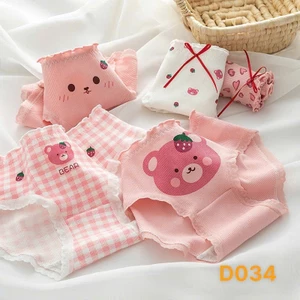 Quần Lót Gấu Dâu Hồng - Nữ Sinh Thun Tăm, Combo Quần Lót Nữ Hình Gấu Hồng Đáy 2 Lớp Kháng Khuẩn 25-62KG