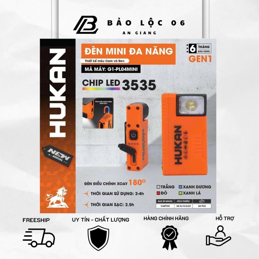 Đèn mini đa năng bỏ túi HUKAN G1-PL04MINI, 4 màu đèn, Chỉnh 180 độ, Dùng 3-4H, Đế có nam châm hít