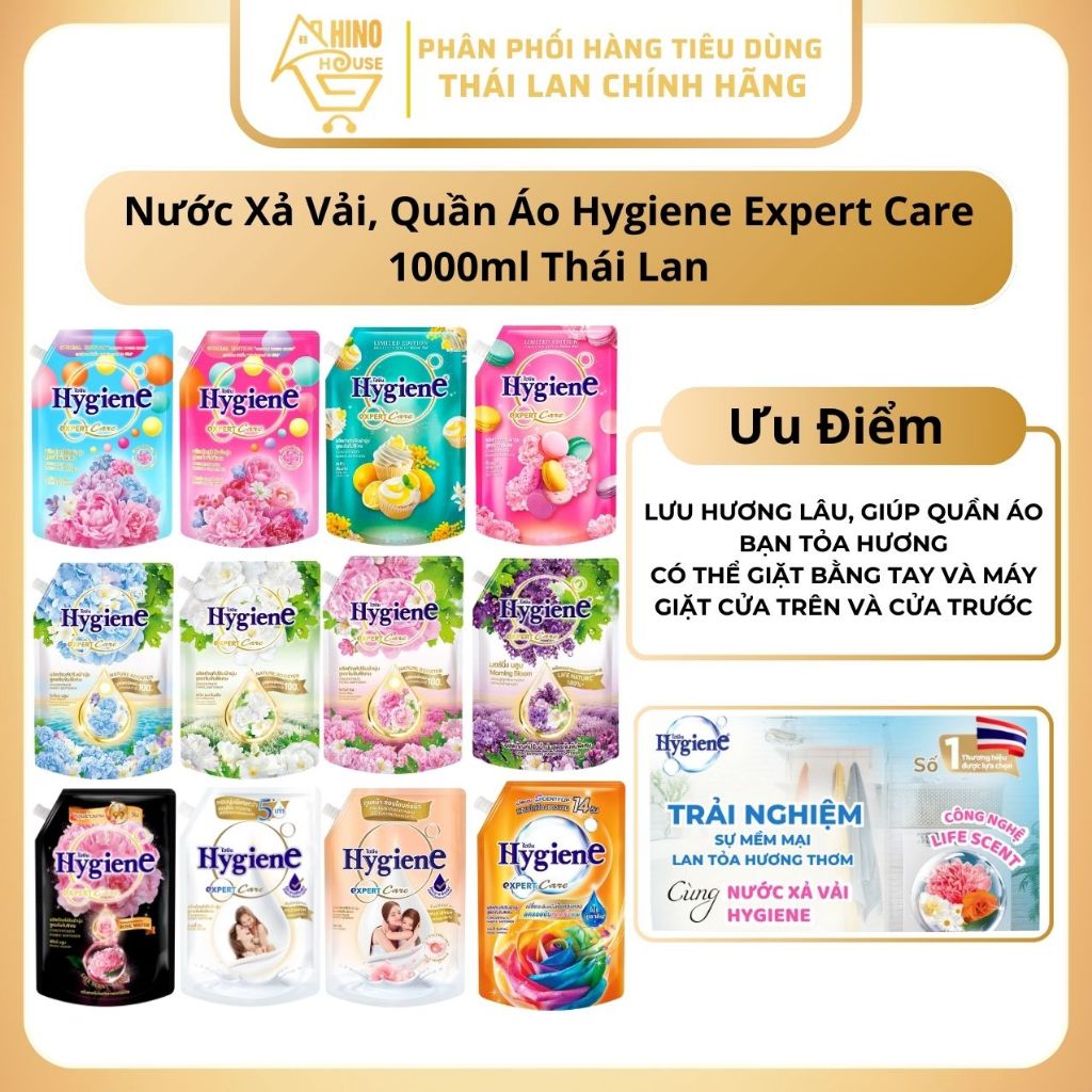 Nước Xả Vải, Quần Áo Hygiene Expert Care 1000ml Thái Lan - Lưu Hương Thơm Mát, Làm Sạch - Hinohouse