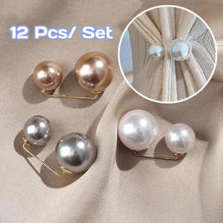 Set 12 Ghim Cài Áo Ngọc Trai Nhân Tạo – Kim Cài Váy Chống Hở Cổ Áo, Thu Gọn Eo, Phụ Kiện Thời Trang