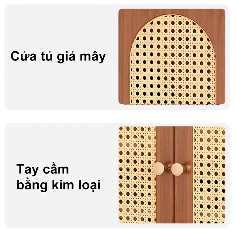 Tủ Giày Tre Mây 4 Cánh Đan Tinh Xảo Vừa Chứa Giày Vừa Trang Trí Phong Cách Tự Nhiên