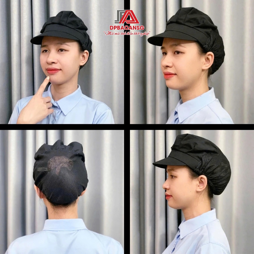 Nón Vải Lưới Bảo Hộ Lao Động Cho Công Nhân - Màu Đen, Có Vành/Không Vành, Ngắn/Dài