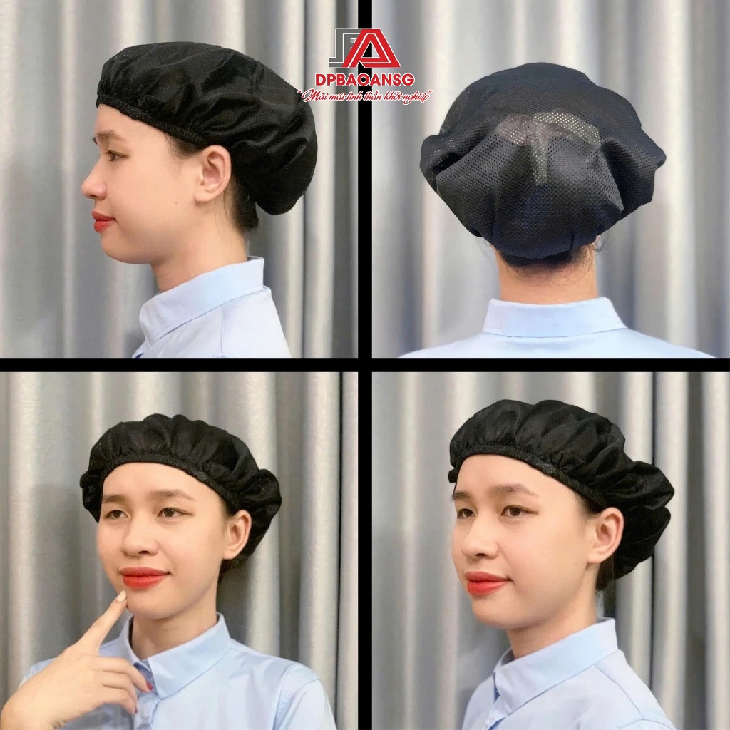 Nón Vải Lưới Bảo Hộ Lao Động Cho Công Nhân - Màu Đen, Có Vành/Không Vành, Ngắn/Dài