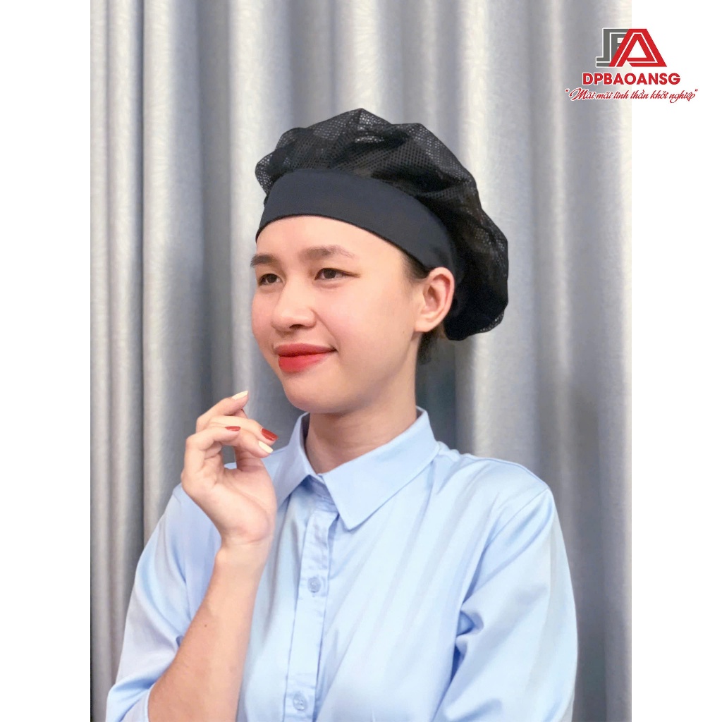 [Sỉ, Ảnh Thật] Nón Vải Lưới Trùm Tóc Sản Xuất Thực Phẩm Màu Đen, Mũ Vải Lưới Bảo Hộ Cho Nhân Viên Bếp, Nhà Hàng