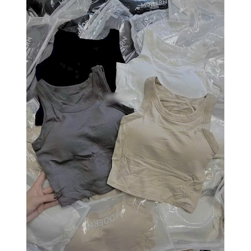 [ Mở bán ] Áo Bra Cổ Yếm, Áo Ba Lỗ Cotton Basic( Freesize tới 60kg) Hàng Cao Cấp Sẵn Đệm Mút Ngực Cho Nữ