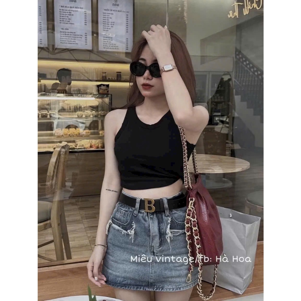 [ Mở bán ] Áo Bra Cổ Yếm, Áo Ba Lỗ Cotton Basic( Freesize tới 60kg) Hàng Cao Cấp Sẵn Đệm Mút Ngực Cho Nữ
