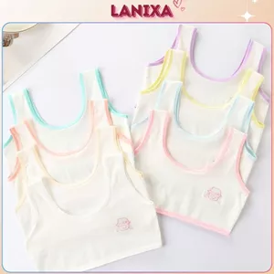 Áo lót lá học sinh bé gái cotton thoáng khí thấm hút co giãn vừa phải cho bé LANIXA B757 -CB