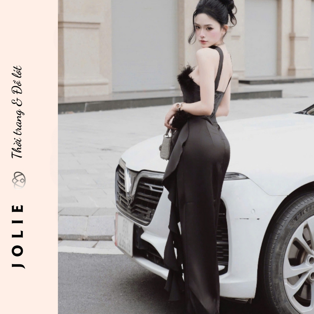 Đầm Quây Dự Tiệc Jolie Ivory – Thiết Kế Đính Lông Vũ & Hoa Nổi Cao Cấp