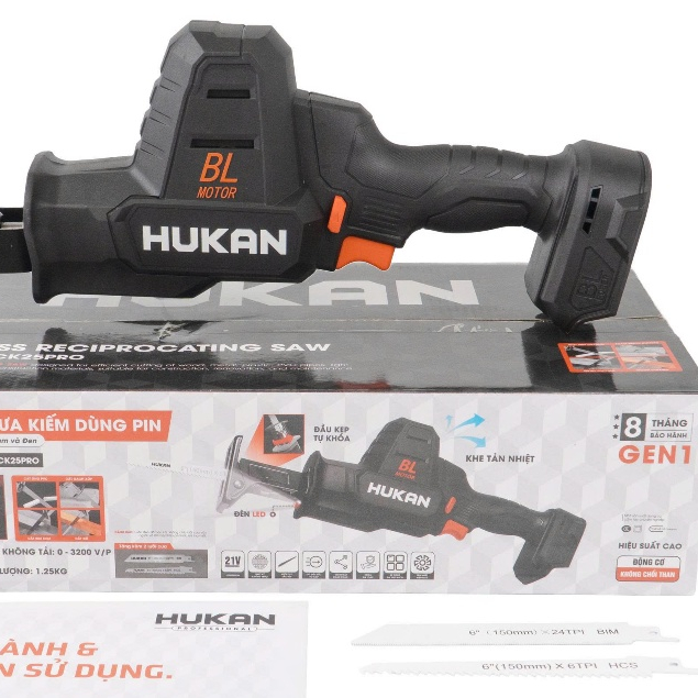 Thân Máy Cưa Kiếm Pin 21V HUKAN (Gen1) G1-CK25PRO| Không Chổi Than 6 Tốc Độ 3200rpm Cưa Gỗ Sắt Cầm Tay Tặng 2 Lưỡi