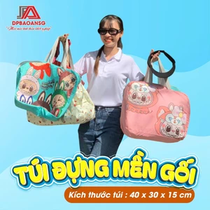Túi Đựng Quần Áo Du Lịch, Mền Gối Văn Phòng - Vải Bố Chống Thấm Nhẹ, Nhiều Màu, In Hình