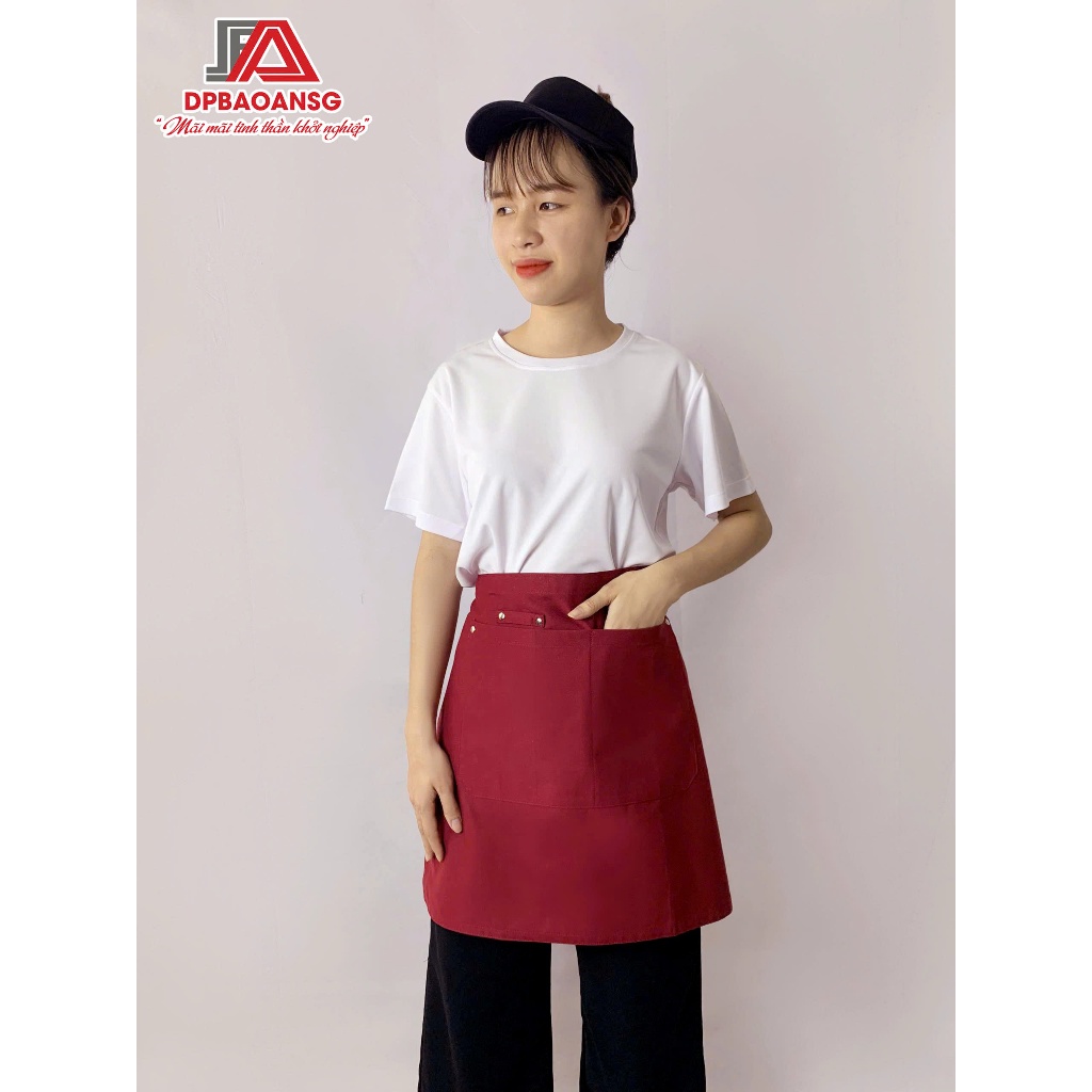 Tạp Dề Ngắn Cột Ngang Hông Vải Kaki  Cotton Cao Cấp Có Túi Tiện Lợi - Nhiều Màu, Dễ Phối Áo Đồng Phục