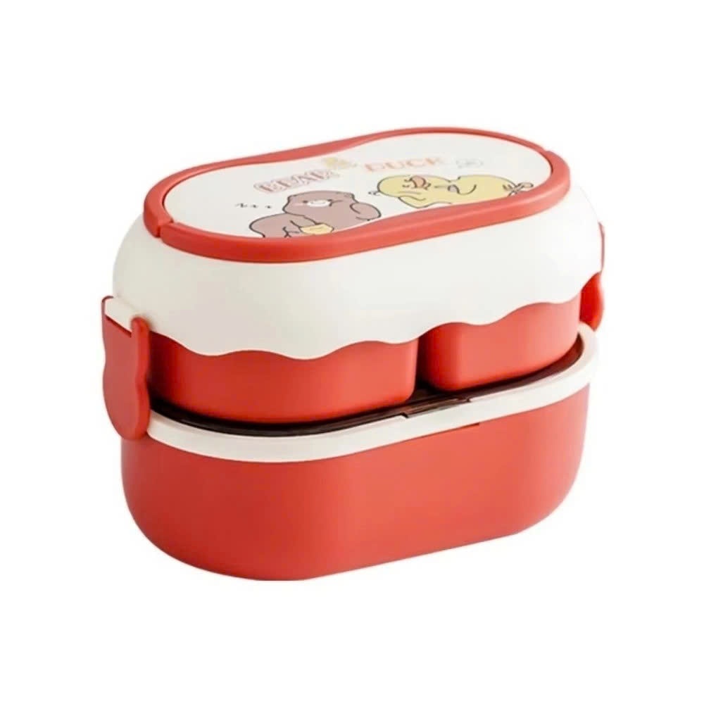 HỘP CƠM TRƯA HOẠT HÌNH DUNG TÍCH LỚN - Hộp Đựng Cơm 2 Tầng Chống Rò Rỉ,Nhựa An Toàn Dùng Lò Vi Sóng