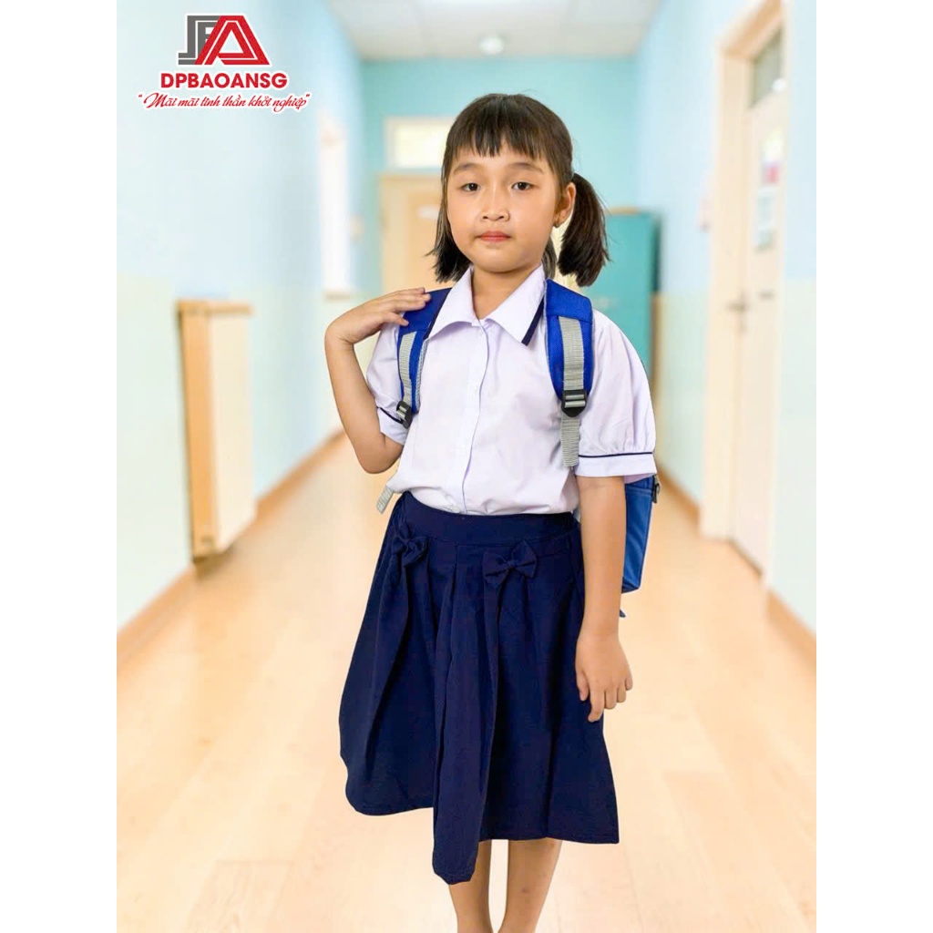 Áo Sơ Mi Đồng Phục Học Sinh Tiểu Học Vải Mát Form Đẹp