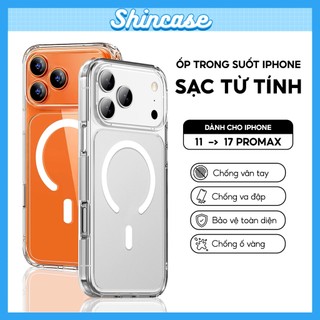 Ốp Lưng iPhone Trong Suốt Hỗ Trợ Sạc Từ Tính Không Dây, Chống Sốc, Bảo Vệ Camera iP X/XS/11/12/13/14/15/16/17/Pro/Max
