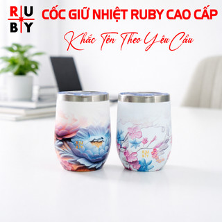 Cốc giữ nhiệt in hoa văn 3D Ruby 350ml - inox 304 - giữ nhiệt 6 - tiếng