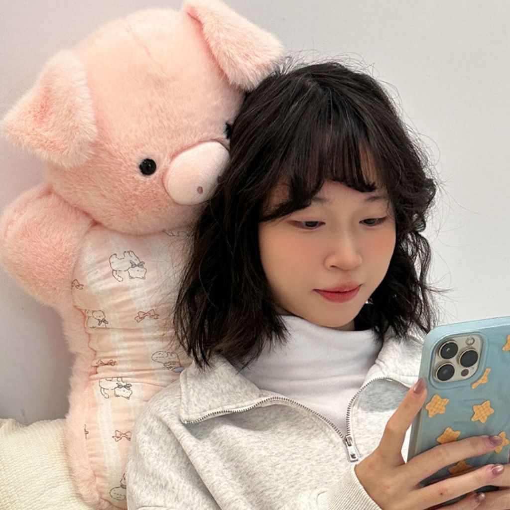 Gấu Bông Gối Ôm, Gối Tự Lưng Văn Phòng Hình Mèo Và Heo Dễ Thương Mềm Mại, Đàn Hồi Giúp Thư Giãn, Hisu