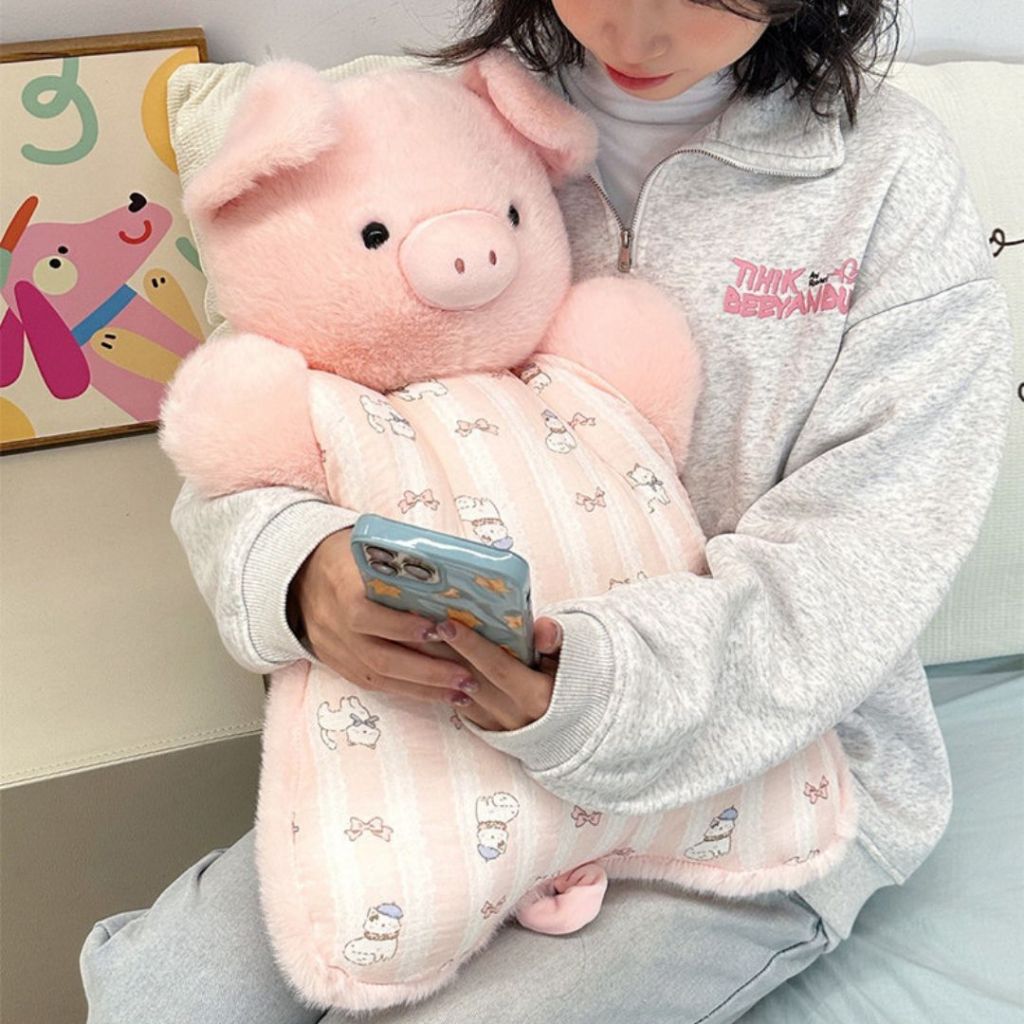 Gấu Bông Gối Ôm Hình Thú Heo Và Mèo Mềm Mại Dễ Thương, Gối Tựa Lưng Văn Phòng Đàn Hồi Thoáng Khí, Babisu