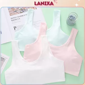 Áo lá bé gái tuổi dậy thì cotton kháng khuẩn thoáng khí kiểu basic lưng dáng chui LANIXA B508 -CB