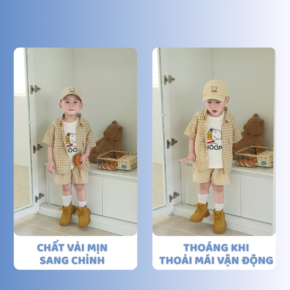 [À ƠI SHOP] N91- set 4 ct cộc nâu snoopy kèm mũ- a111.116