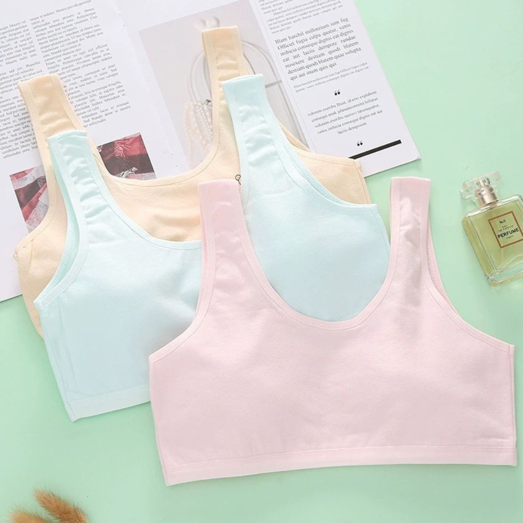 Áo lá bé gái tuổi dậy thì cotton kháng khuẩn thoáng khí kiểu dáng basic lưng dáng chui LANIXA B508