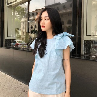 Áo Kiểu Nữ JASEY Công Sở Thắt Nơ Vai 100% Cotton Dáng Thanh Lịch Nữ Tính 6053