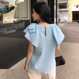 Áo Kiểu Nữ JASEY Công Sở Thắt Nơ Vai 100% Cotton Dáng Thanh Lịch Nữ Tính 6053