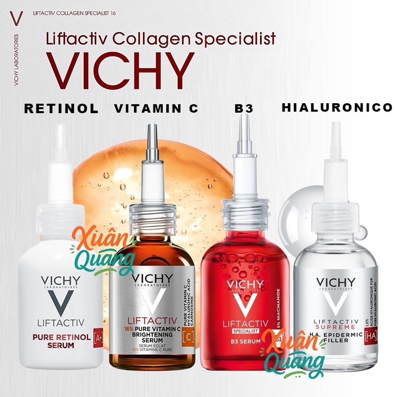 Serum mờ nếp nhăn LiftActiv Vichy Supreme Hyaluronic Acid Wrinkle Corrector Serum 30ml / pure retinol / vitamin c / B3
