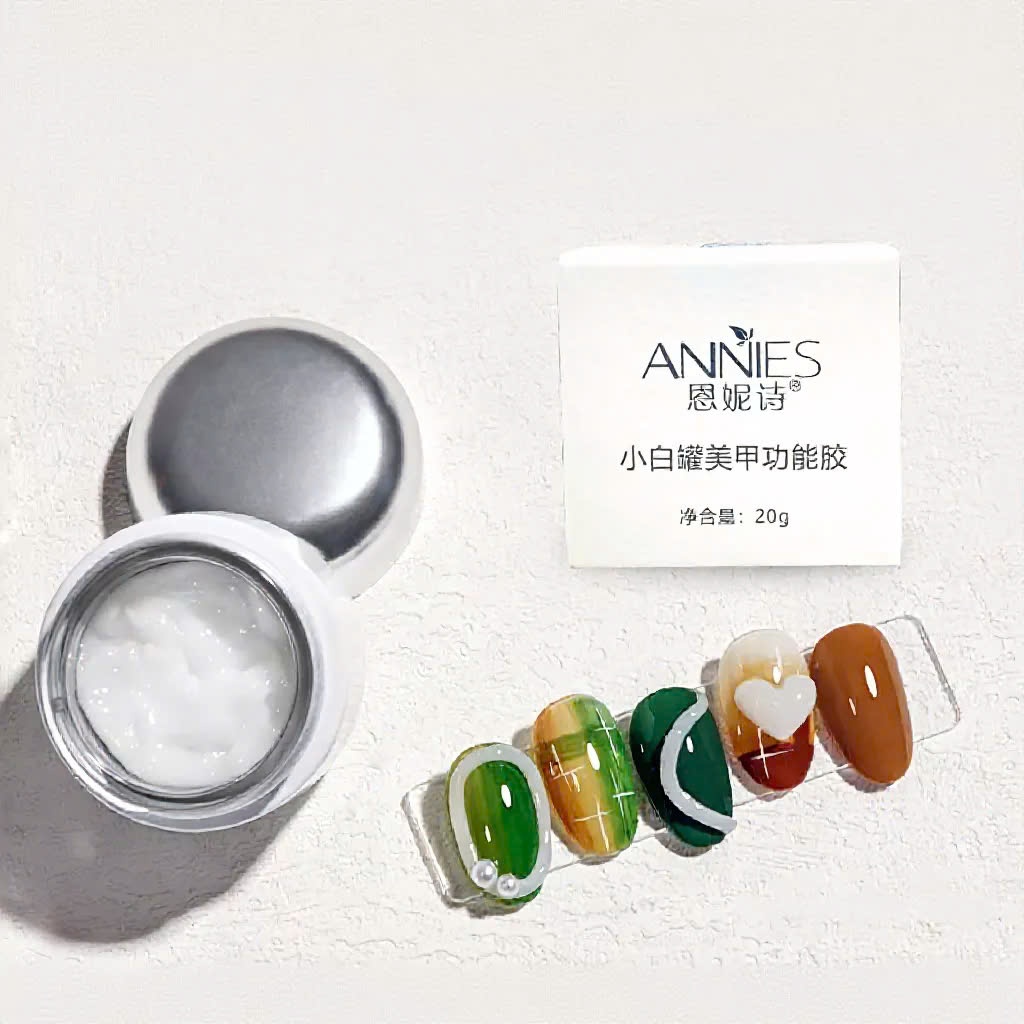 Gel nặn Annies trong suốt không bết dính 20g - Gel nặn nail định hình màu trắng, trong suốt trang trí móng tạo hình 3D