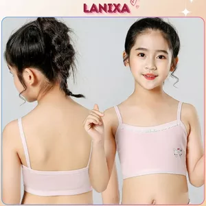 Áo lót bé gái học sinh tuổi dậy thì cotton dày dặn viên ren in thỏ xinh xắn đáng yêu LANIXA B538 -CB
