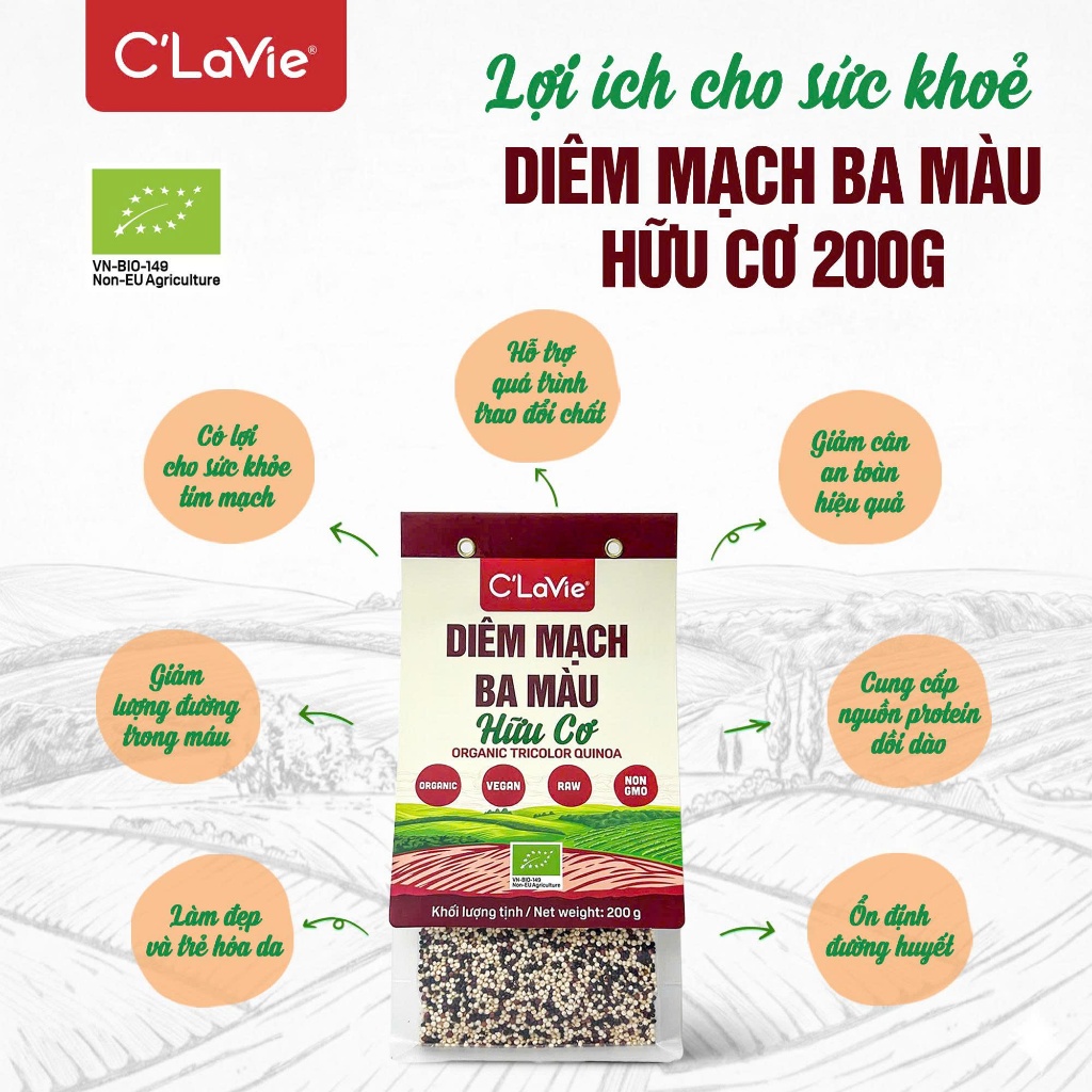 Hạt diêm mạch Quinoa hữu cơ C'lavie/ Sottolestelle/ Aztec Organic