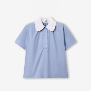 Áo Sơ Mi Nữ JASEY Công Sở Kiểu Cổ Sen Ngắn Tay 100% Cotton Thanh Lịch Thoáng Mát 6056