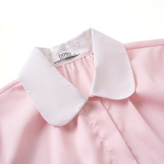 Áo Sơ Mi Nữ JASEY Công Sở Kiểu Cổ Sen Ngắn Tay 100% Cotton Thanh Lịch Thoáng Mát 6056