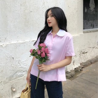Áo Sơ Mi Nữ JASEY Công Sở Kiểu Cổ Sen Ngắn Tay 100% Cotton Thanh Lịch Thoáng Mát 6056