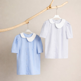 Áo Sơ Mi Nữ JASEY Công Sở Kiểu Cổ Sen Lệch Chất Thô Mát Phối Màu Xanh Điệu Đà Duyên Dáng 6057
