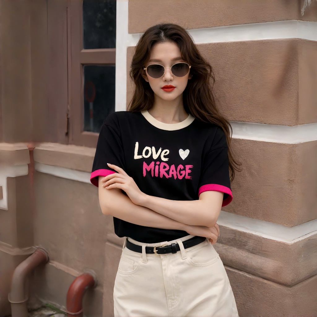 Áo Thun Họa Tiết In Chữ Tay Phối, Chất Cotton Thoáng Mát, Có Kèm Hình Thật.
