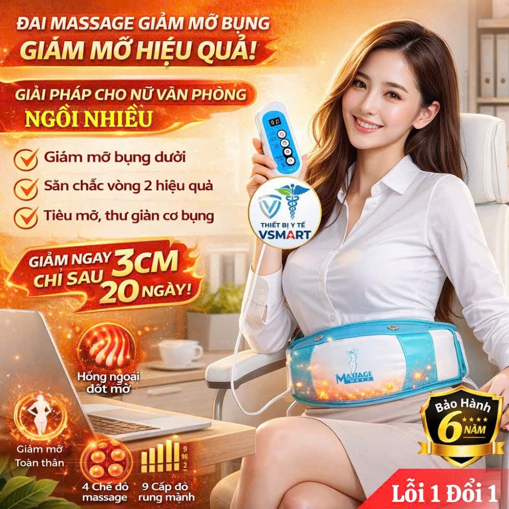 Máy Massage Giảm Mỡ Bụng, Đai Quấn Nóng Hồng Ngoại Giảm Béo Toàn Thân Tại Nhà Văn Phòng có Rung