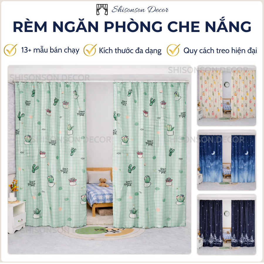 Rido Rèm cửa ngăn phòng có móc treo che nắng tốt, mẫu in độc quyền, 13 ...