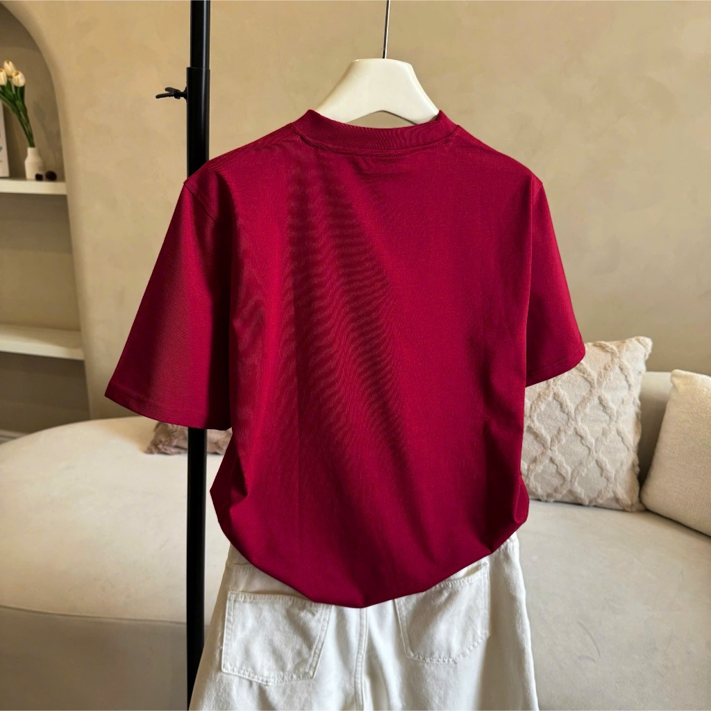 Áo Thun Mirage Chú Ngựa Đỏ Thêu Tinh Xảo Chất 100% Cotton Mềm Mịn Thoáng Mát.