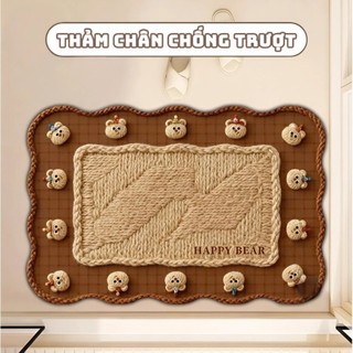 Thảm Lau Chân 3D Hình Thú 60x40cm – Thảm Chùi Chân Lông Cừu Mềm Mại, Thấm Nước, Chống Trượt
