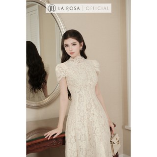 Đầm Ren Dáng Dài Sang Chảnh La Rosa Đầm Cổ Cao Tay Ngắn Dáng Xoè Mặc Dự Tiệc, Đi Cưới T435-SX